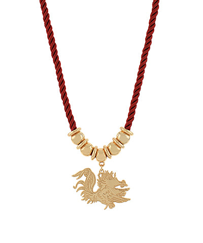 Gamecock necklace, burgundy