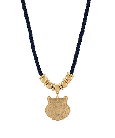 Tiger head necklace, navy, preorder