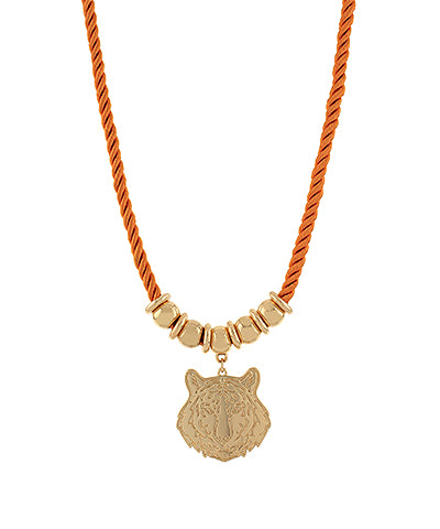 Tiger head necklace, orange, preorder