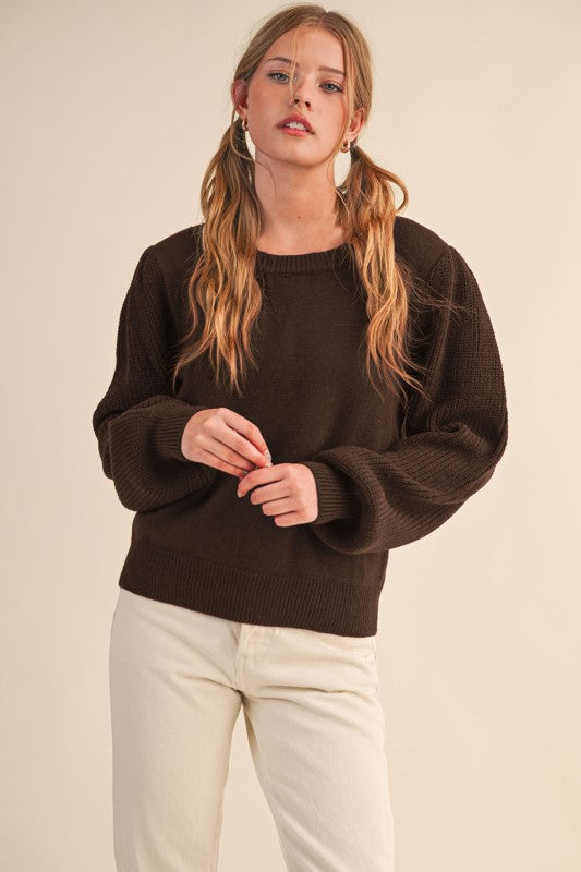 Ribbed puff sleeve sweater-preorder