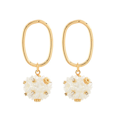 Open Oval and Flower Ball Earring