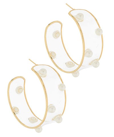 Clear and Pearl Studded Hoops