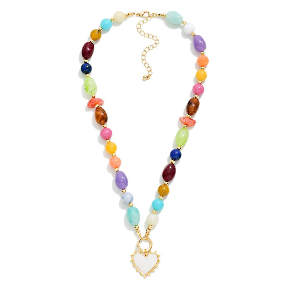 Beaded Necklace & Heart Pendant