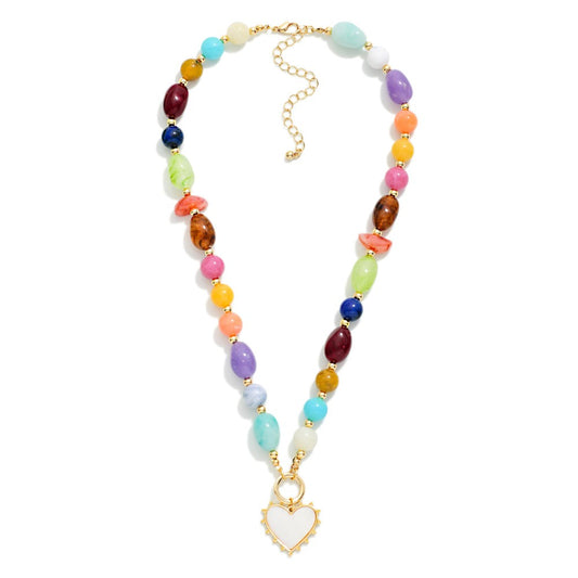 Beaded Necklace & Heart Pendant