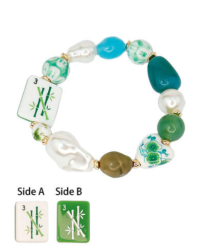Mahjong Tile Pearl & Bead Bracelet