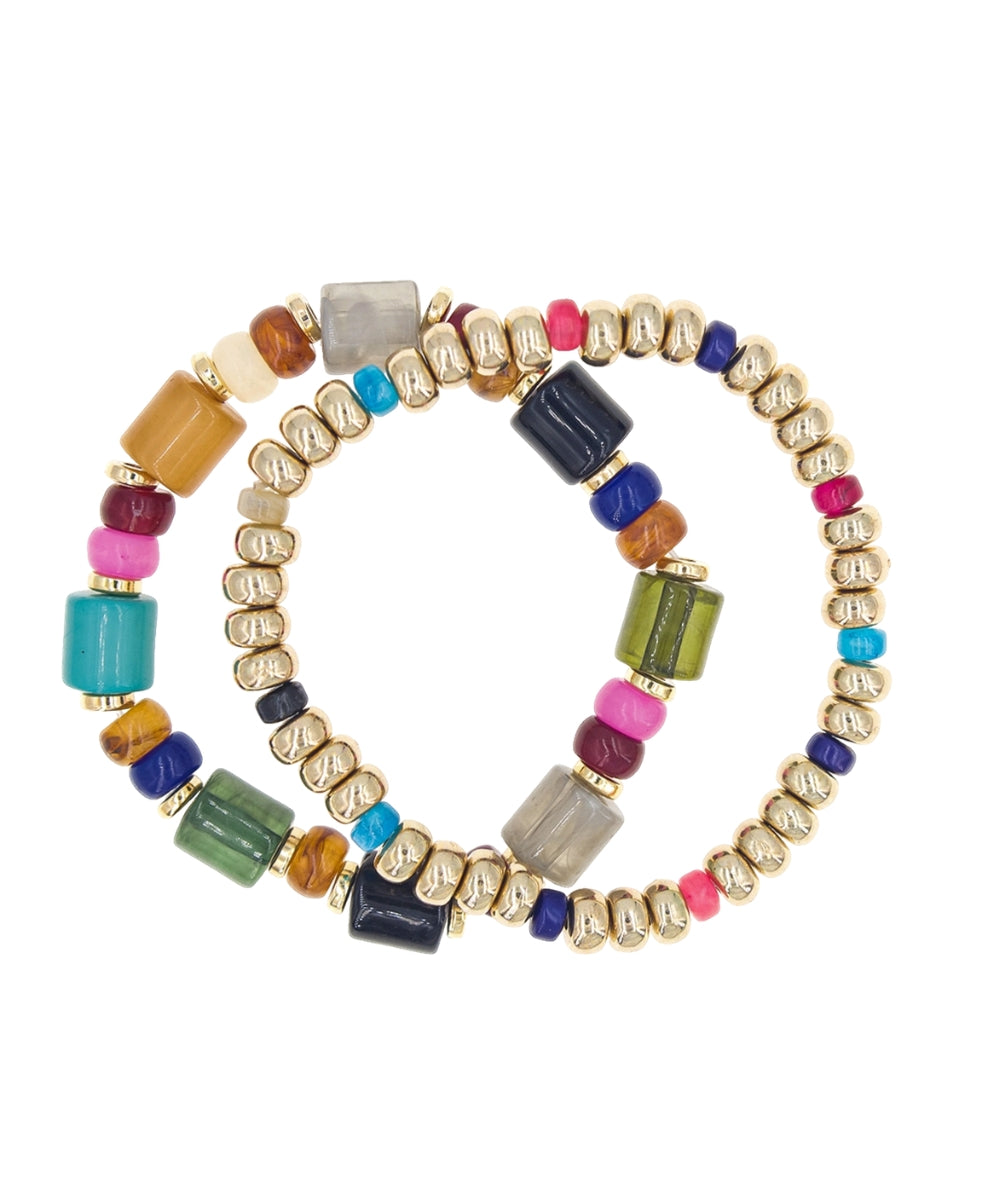 2 Row Tube & Metal Bracelet