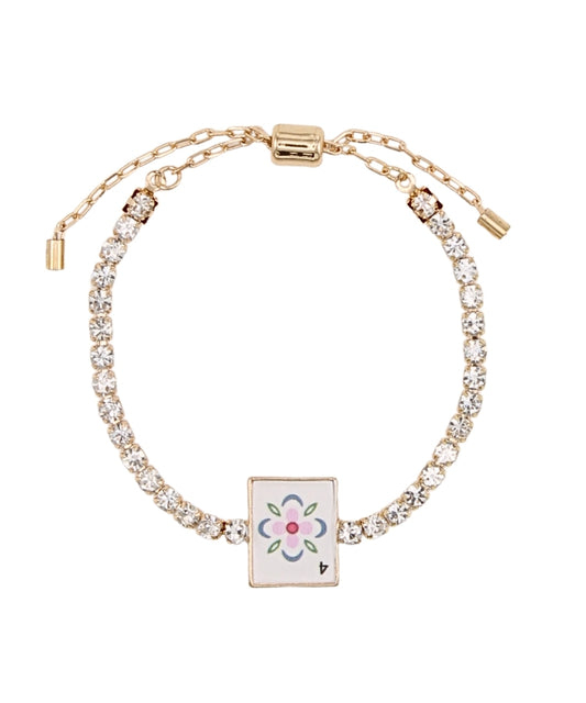 Mahjong Tile & Pave Chain Bracelet