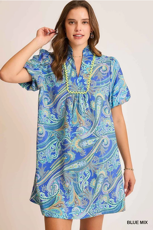 Paisley Print Mini Dress