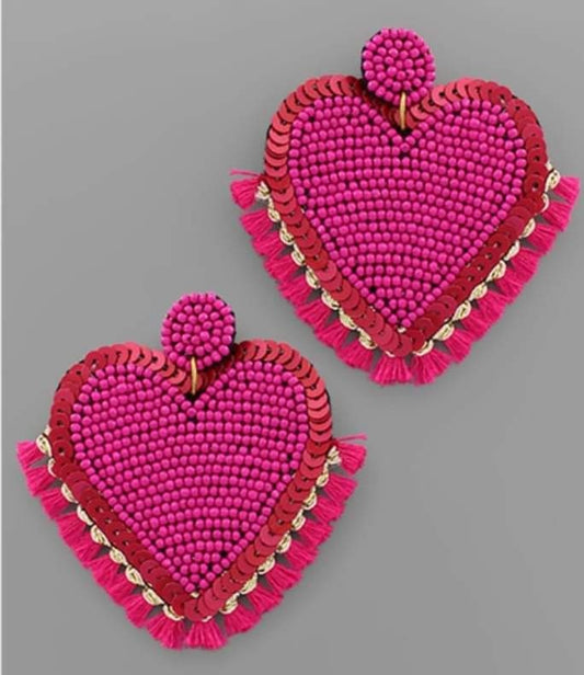 Give me all your lovin earring in hot pink