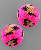 Oversized Leopard PomPom Earrings