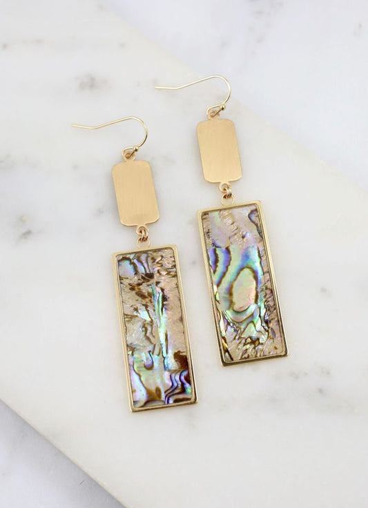 Hartsfield Rectangle Fish Hook Earring Multi Color Shell