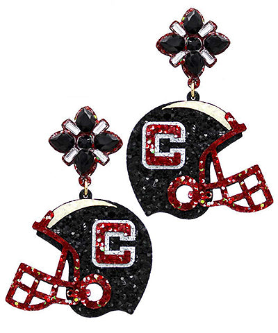 Lineman Glitter Helmet, Garnet and Black