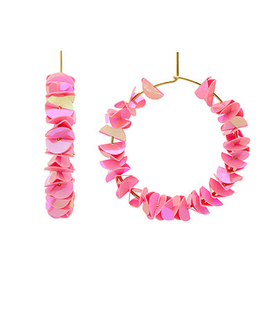 Pink Sequin Hoops