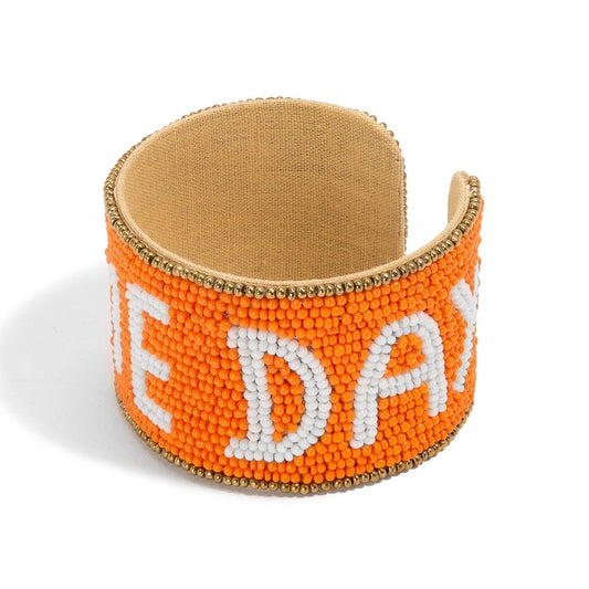 Game day cuff, orange and white