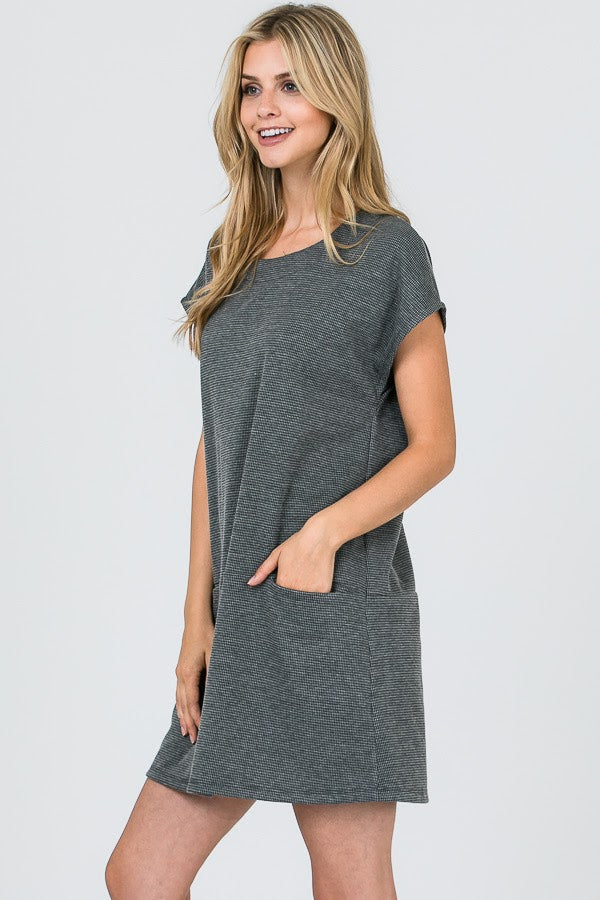 Black and grey pocket dress