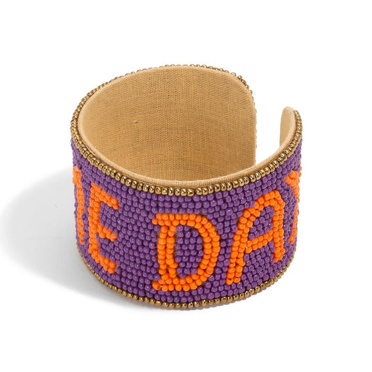 Game day cuff, purple and orange