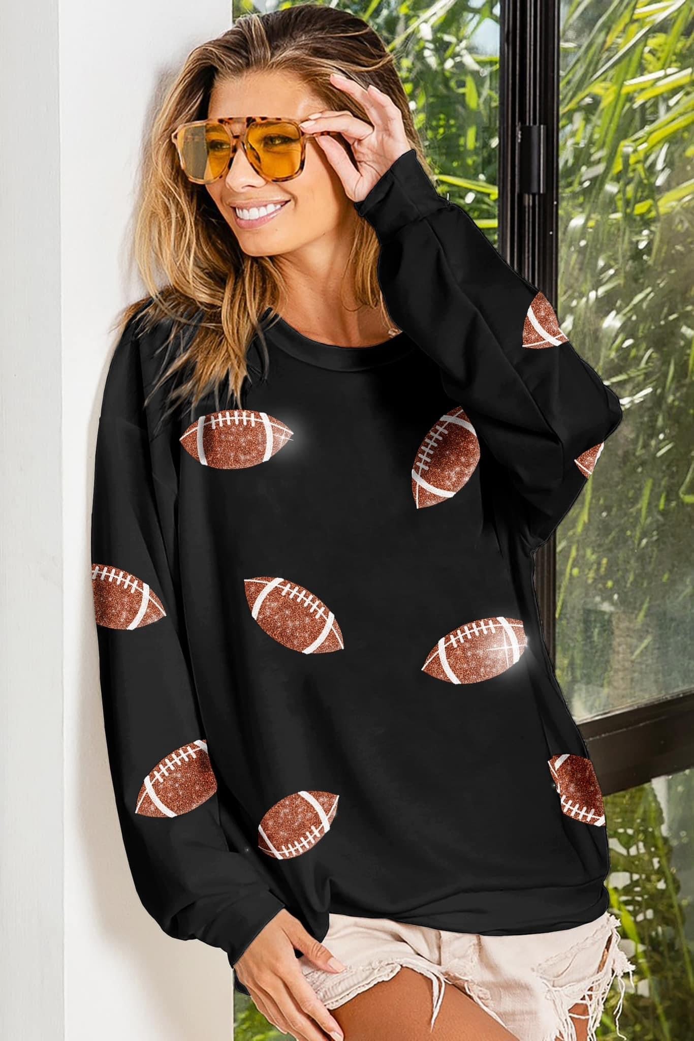 Football embroidery loose fit, black