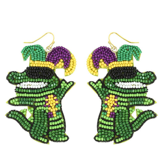 Mardi Gras Jester Gator Earring