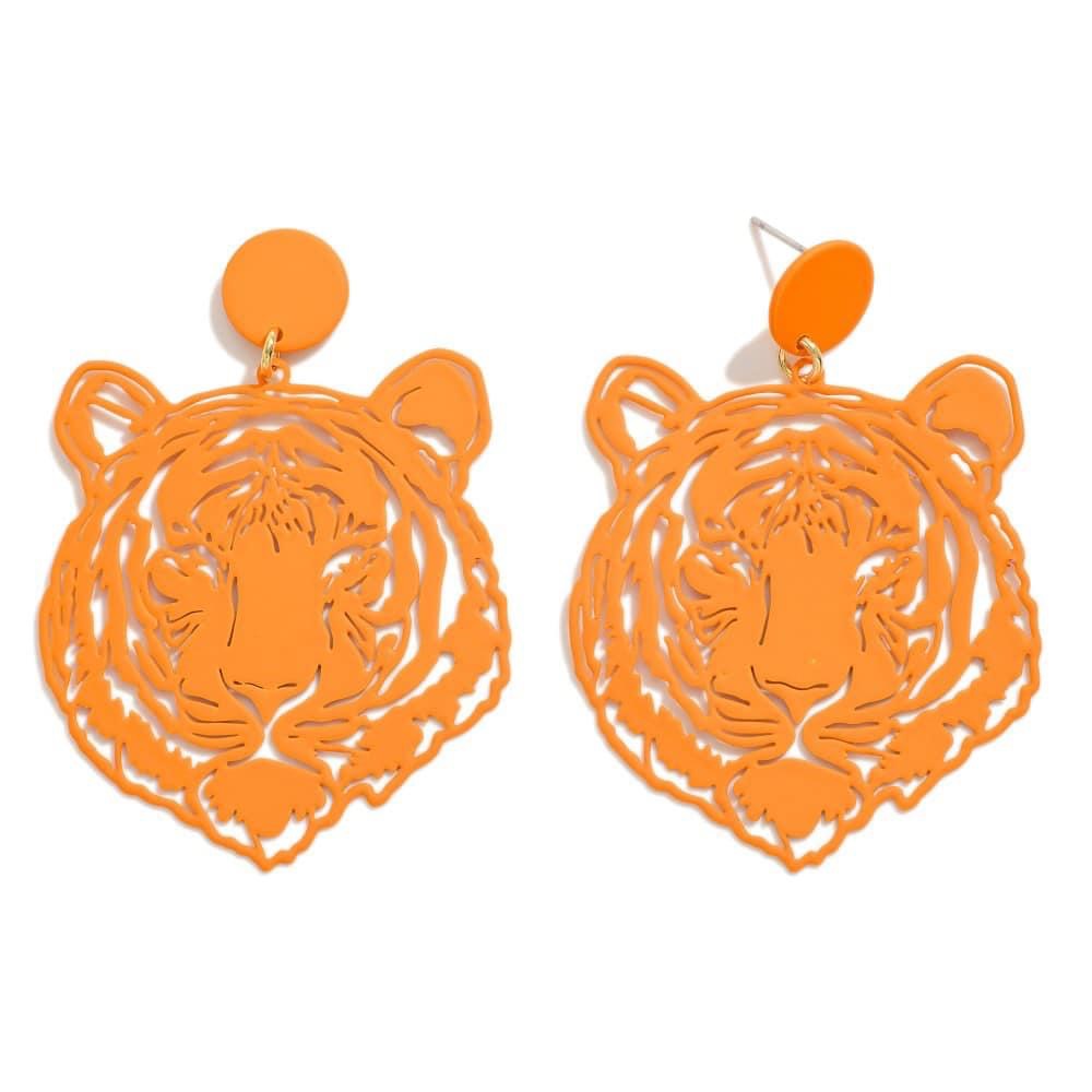 Tiger cut out earrings