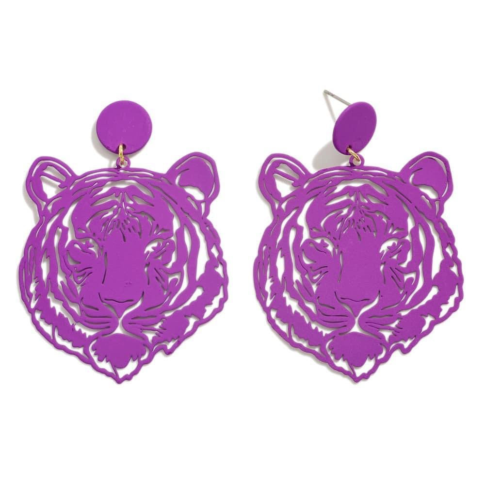 Tiger cut out earrings