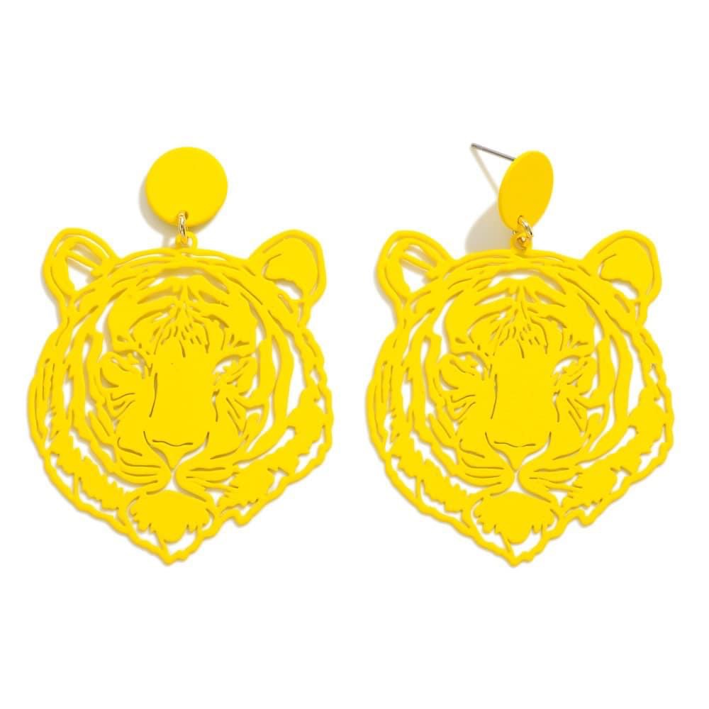 Tiger cut out earrings