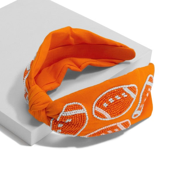 It’s Game Day headband, orange and whitei