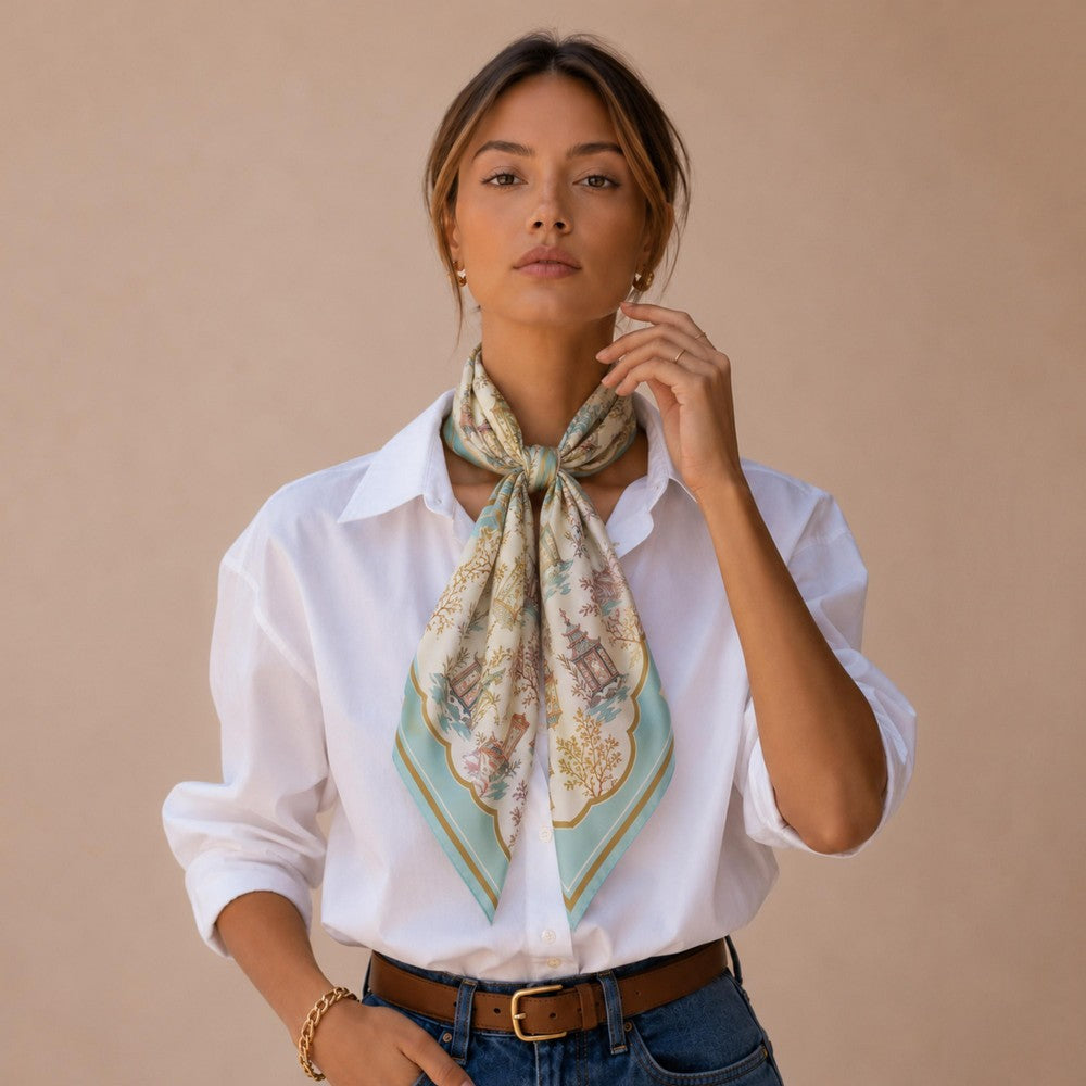 Do Everything In Love Silky Mahjong Print Bandana Scarf