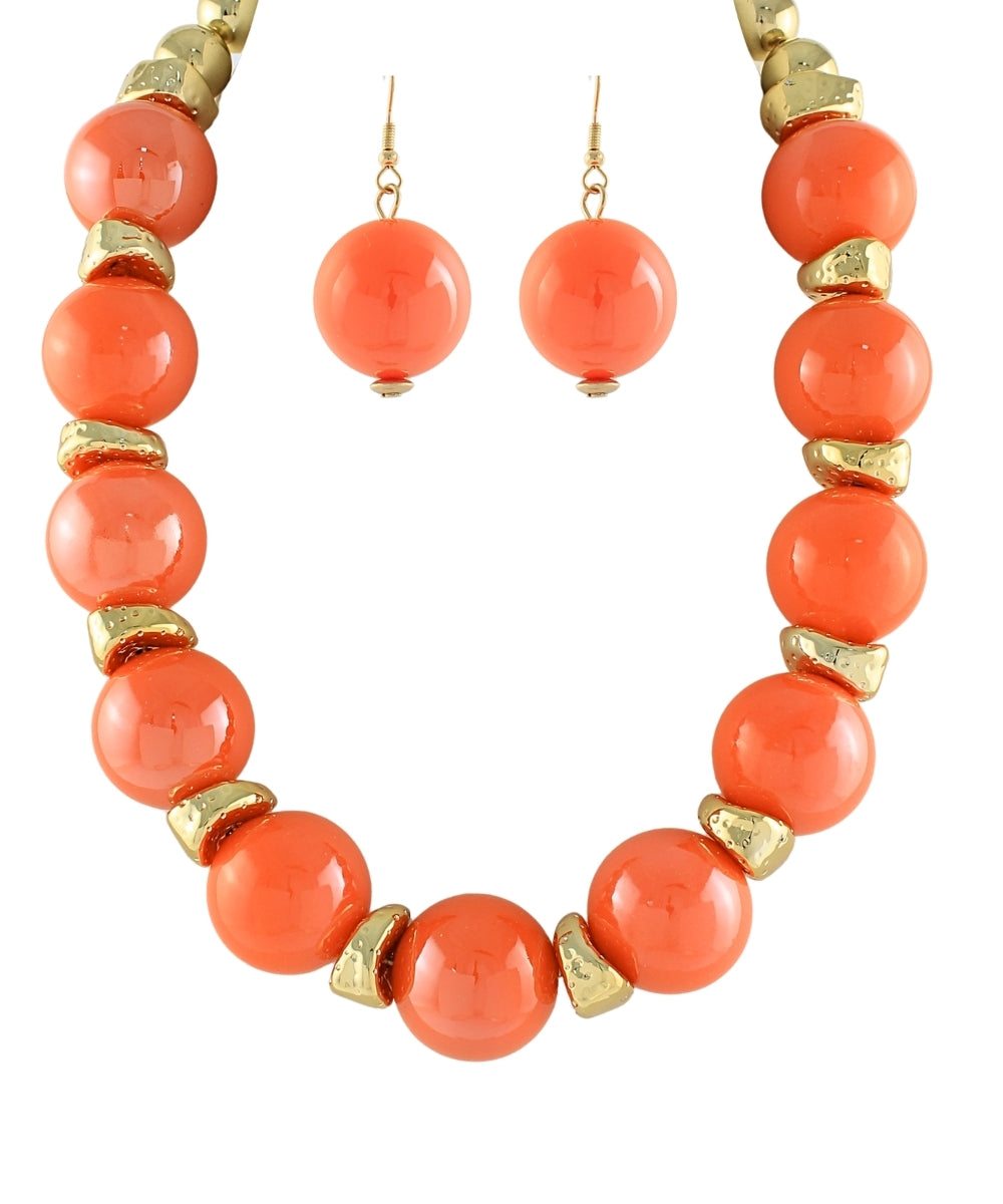 30mm Ball & Metal Nugget Necklace