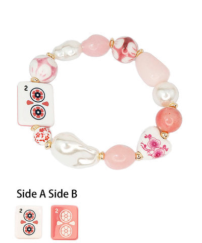 Mahjong Tile Pearl & Bead Bracelet