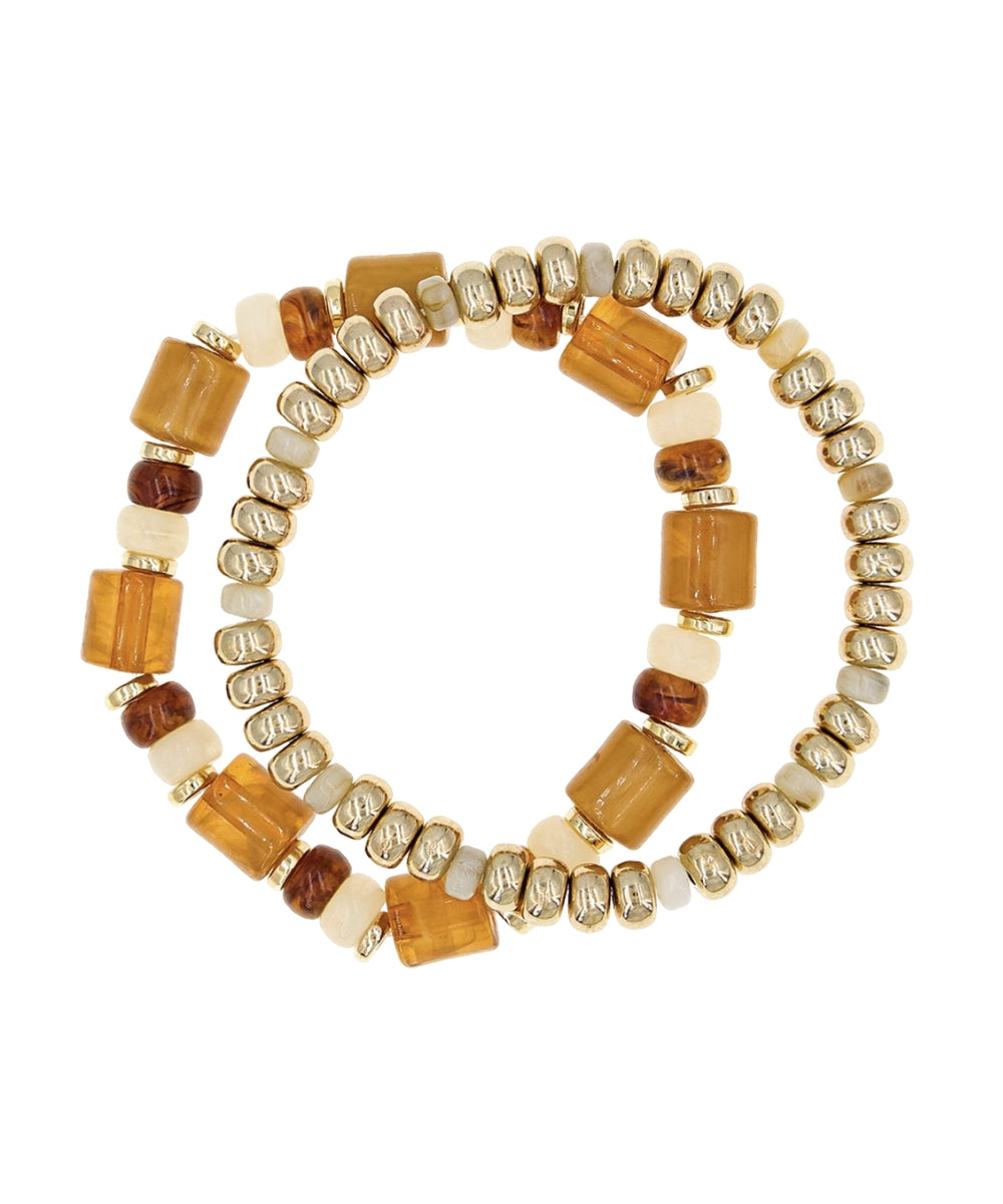 2 Row Tube & Metal Bracelet