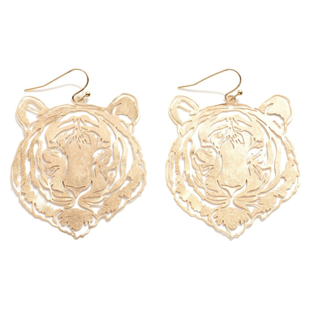 ROAR metal tiger earring, gold and silver