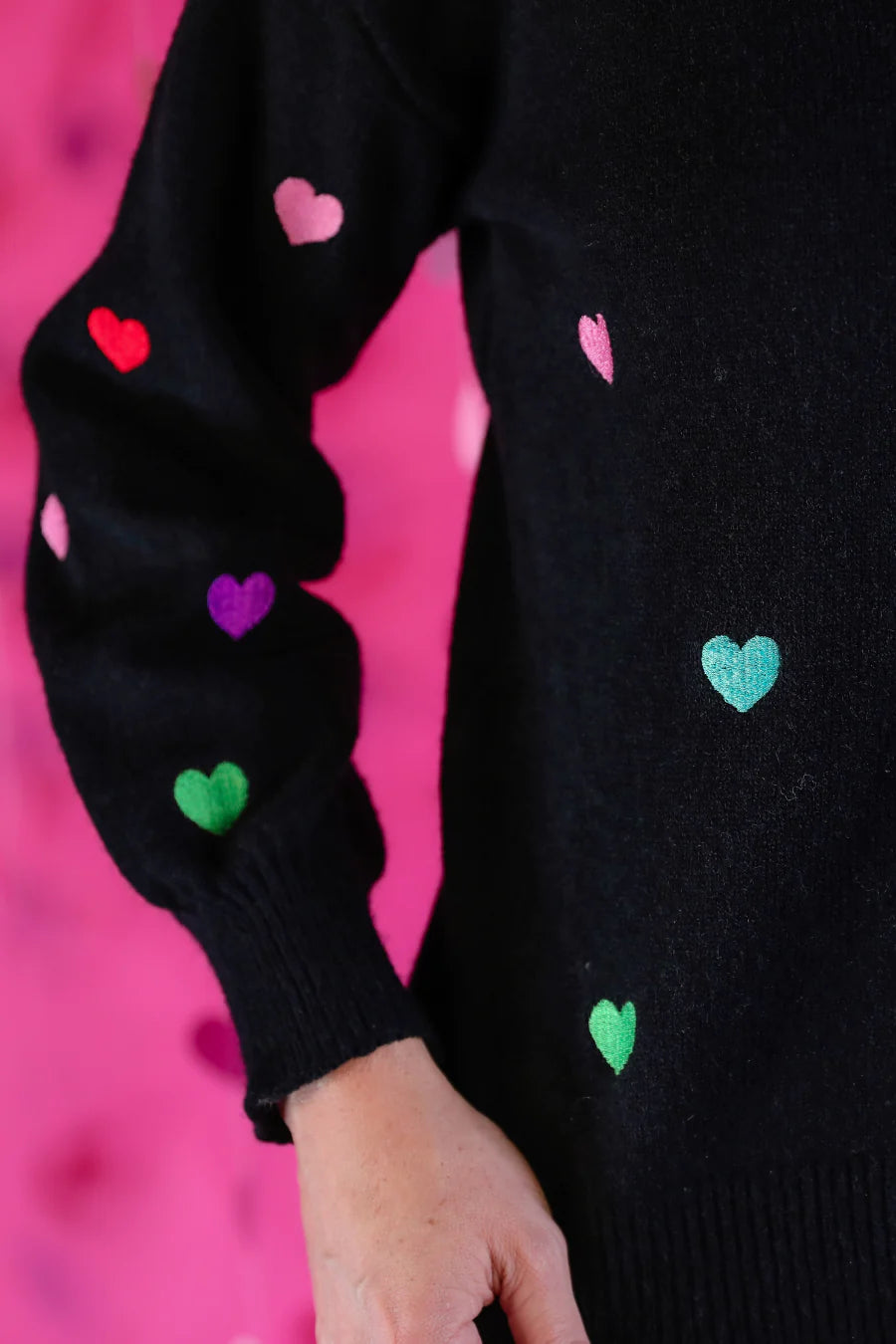 Love is in the Air Embroidered Heart Sweater