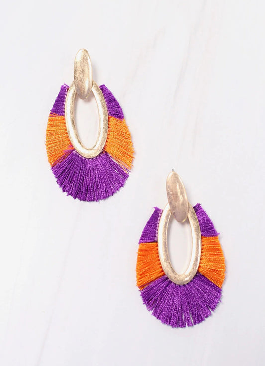 First Down Fringe Earring purple and orange