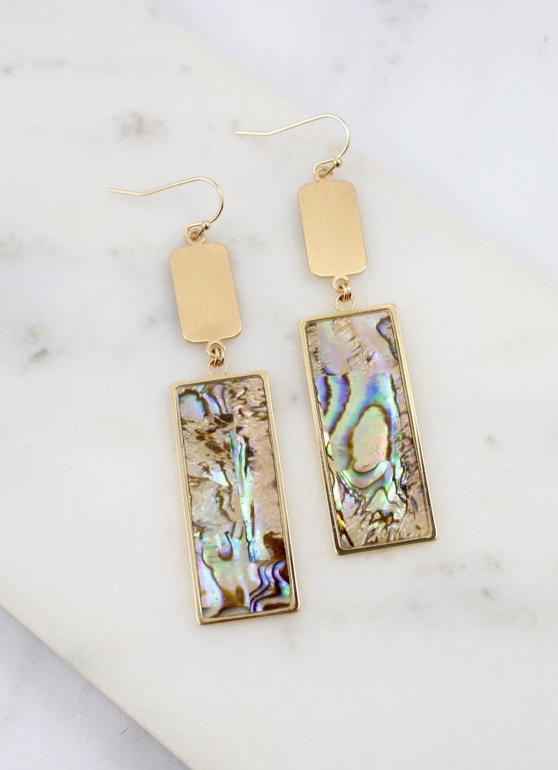 Hartsfield Rectangle Fish Hook Earring Multi Color Shell