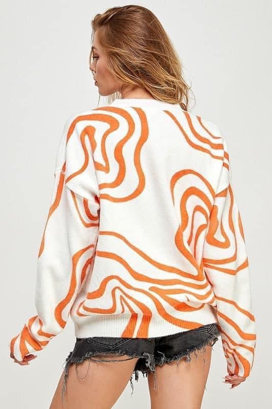 Swirly days Orange and White top