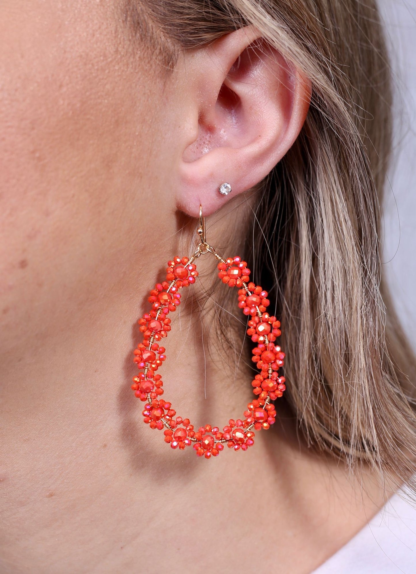 Orange flower earring