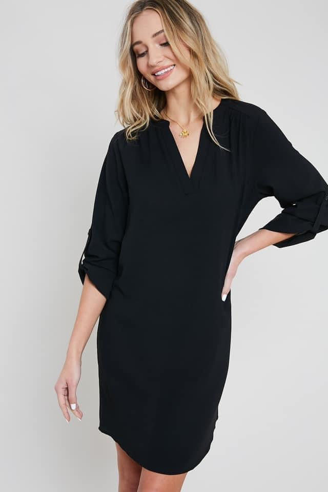 Tab Sleeve dress Black