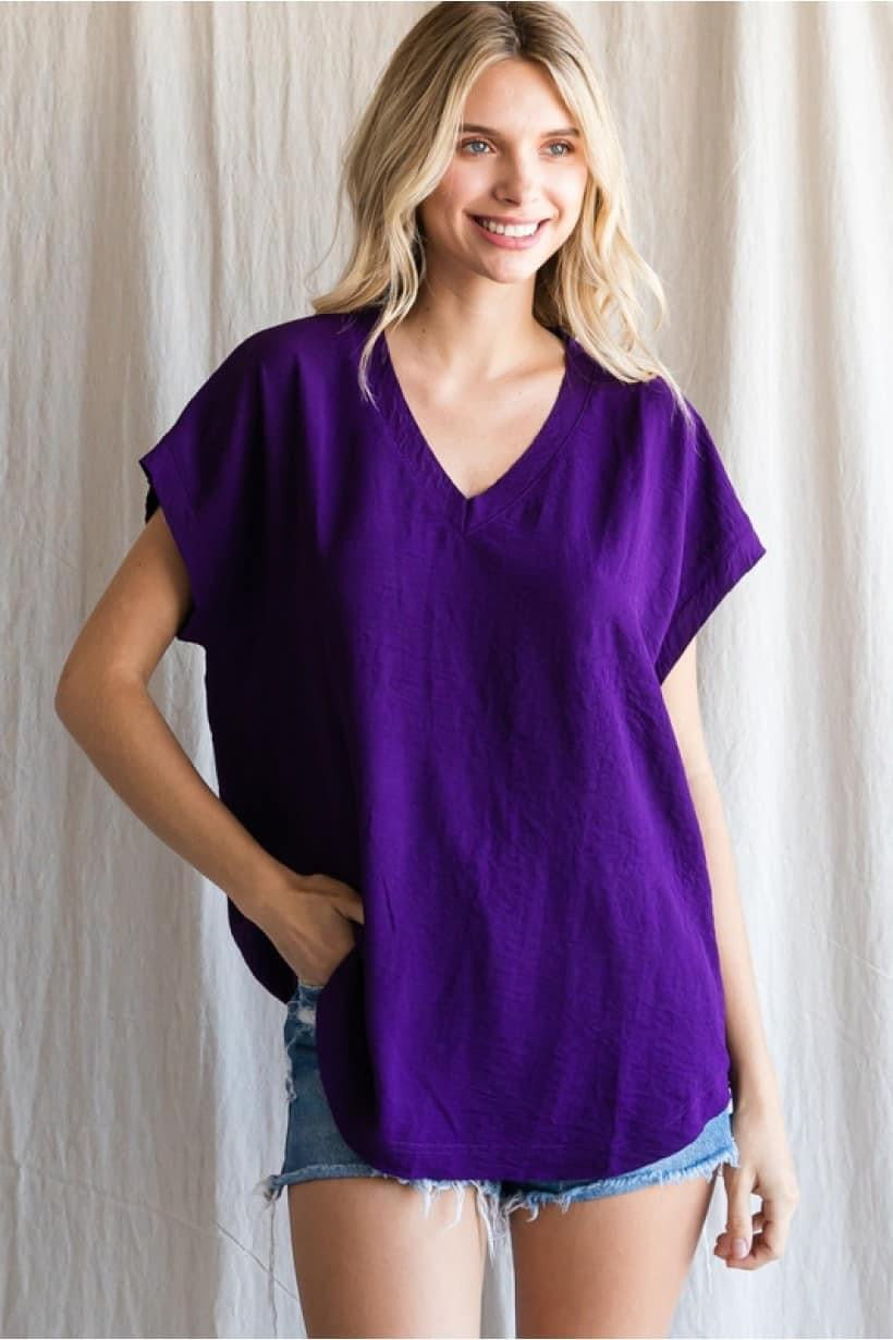 Royal purple v neck top