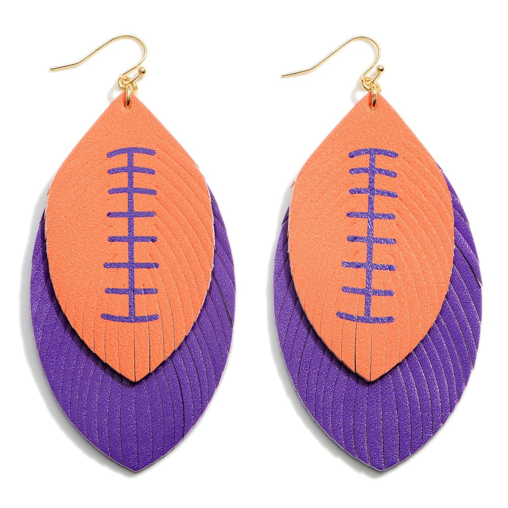 Orange and Purple Football Earrings