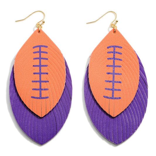 Orange and Purple Football Earrings