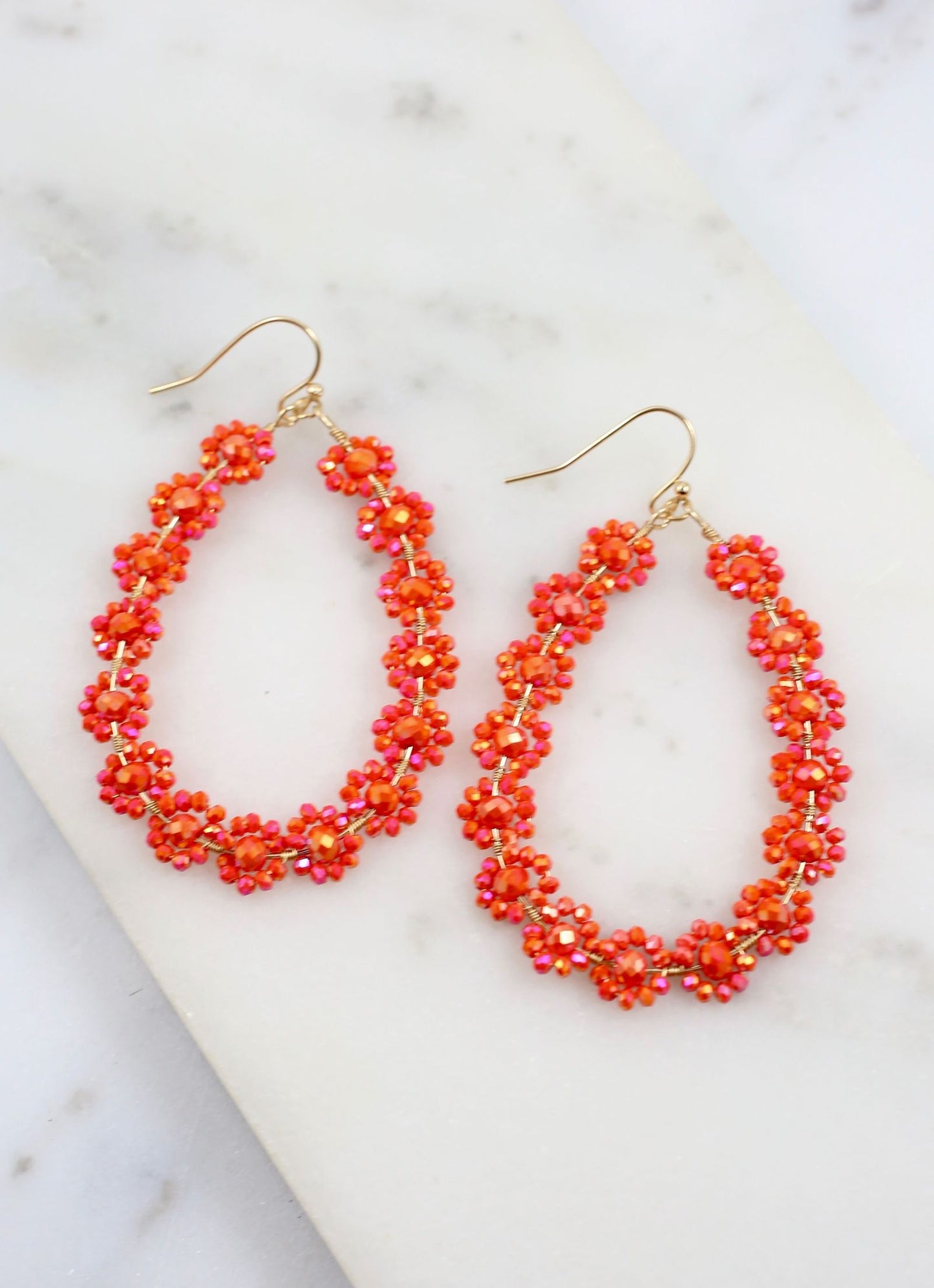 Orange flower earring