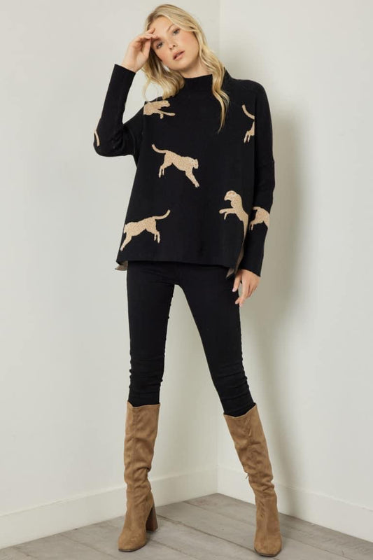 On the Prowl cheetah top black