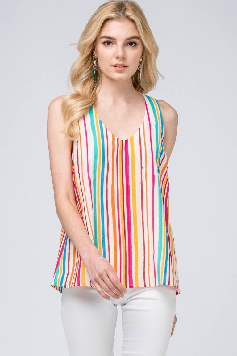 Striped racer back top