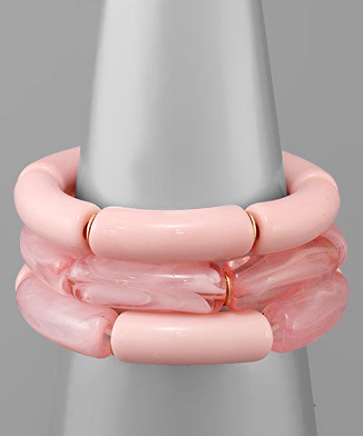 Set of Pink Resin Bracelets