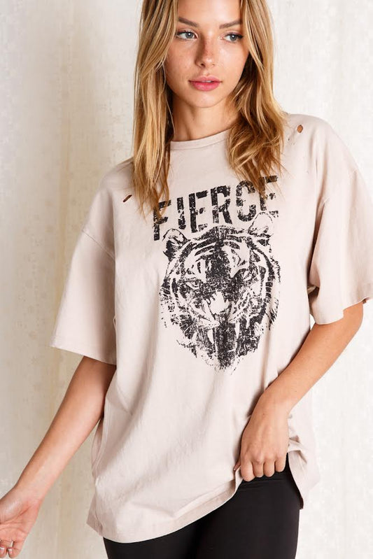 Fierce Tiger distressed tee