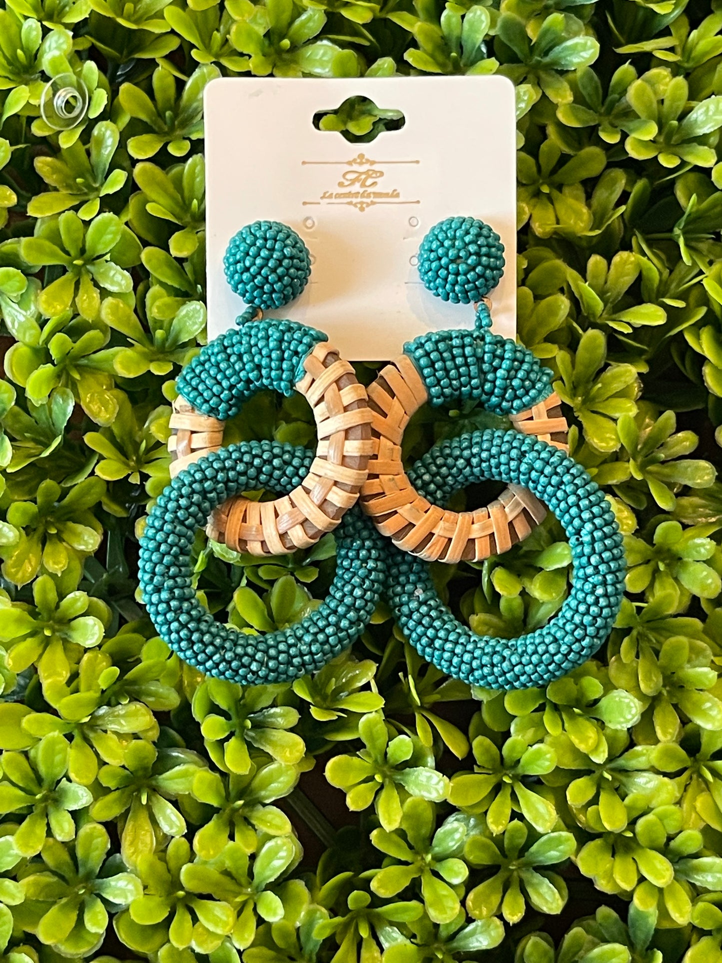 Teal/Natural Statement earring