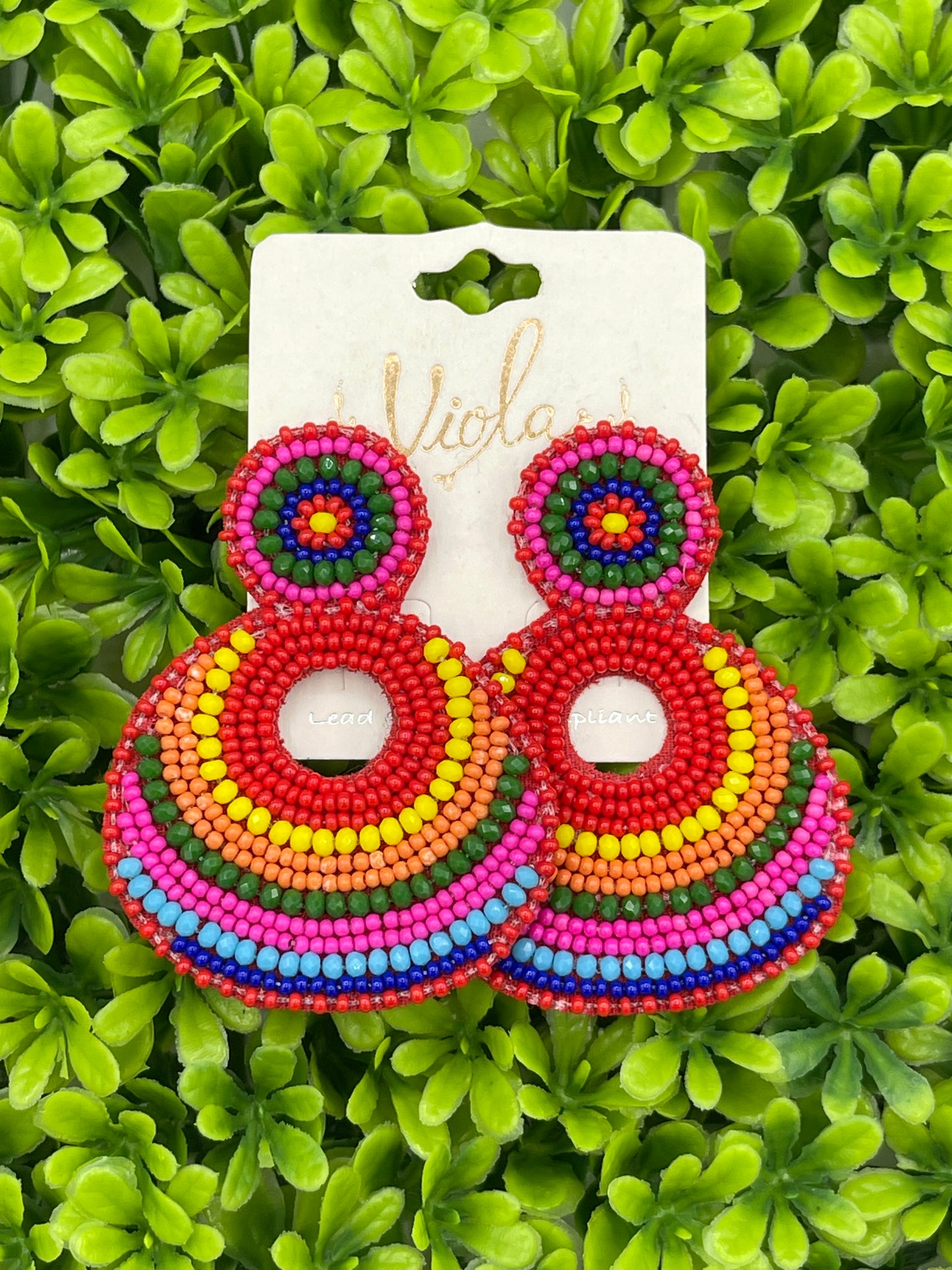 Colorful seed beaded earrings