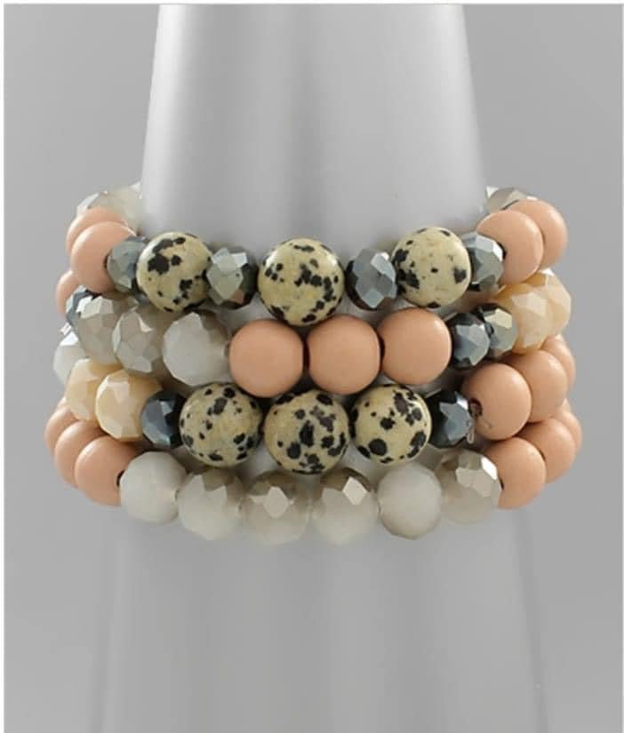 Pink and grey set of bracelets