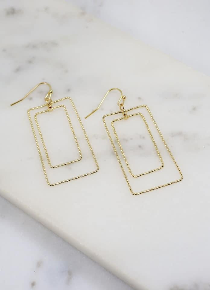 Double rectangle drop earring