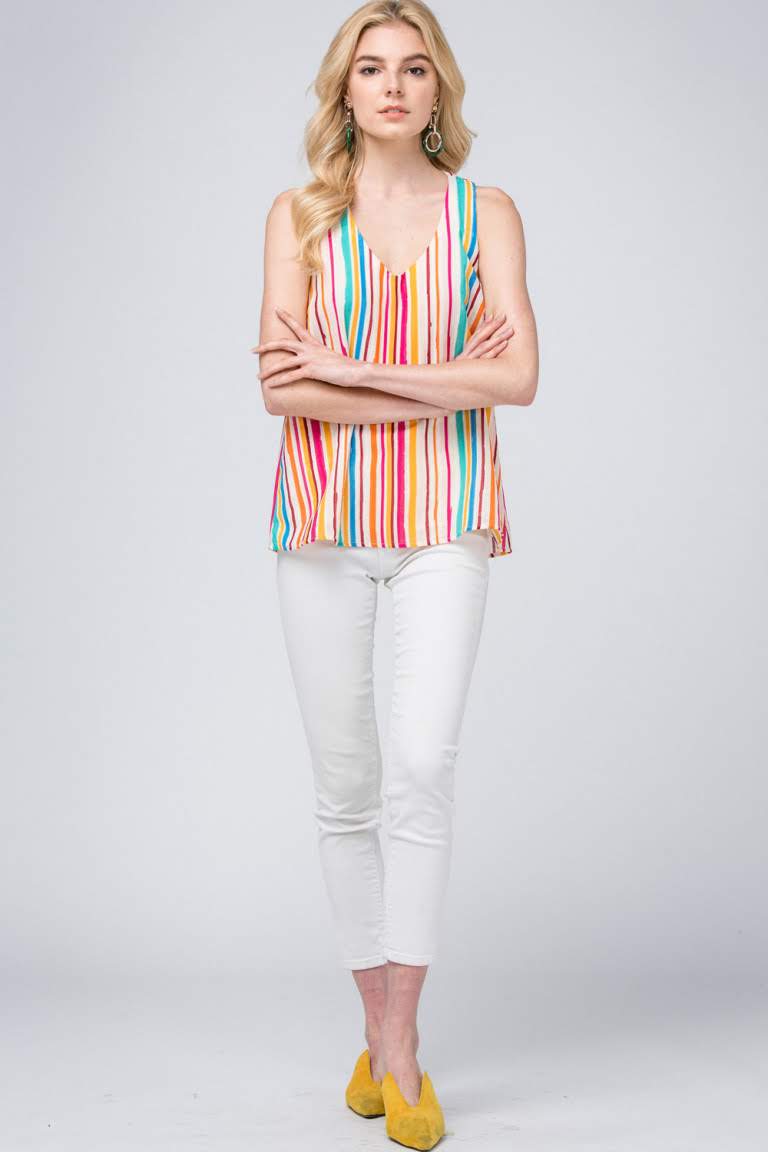 Striped racer back top